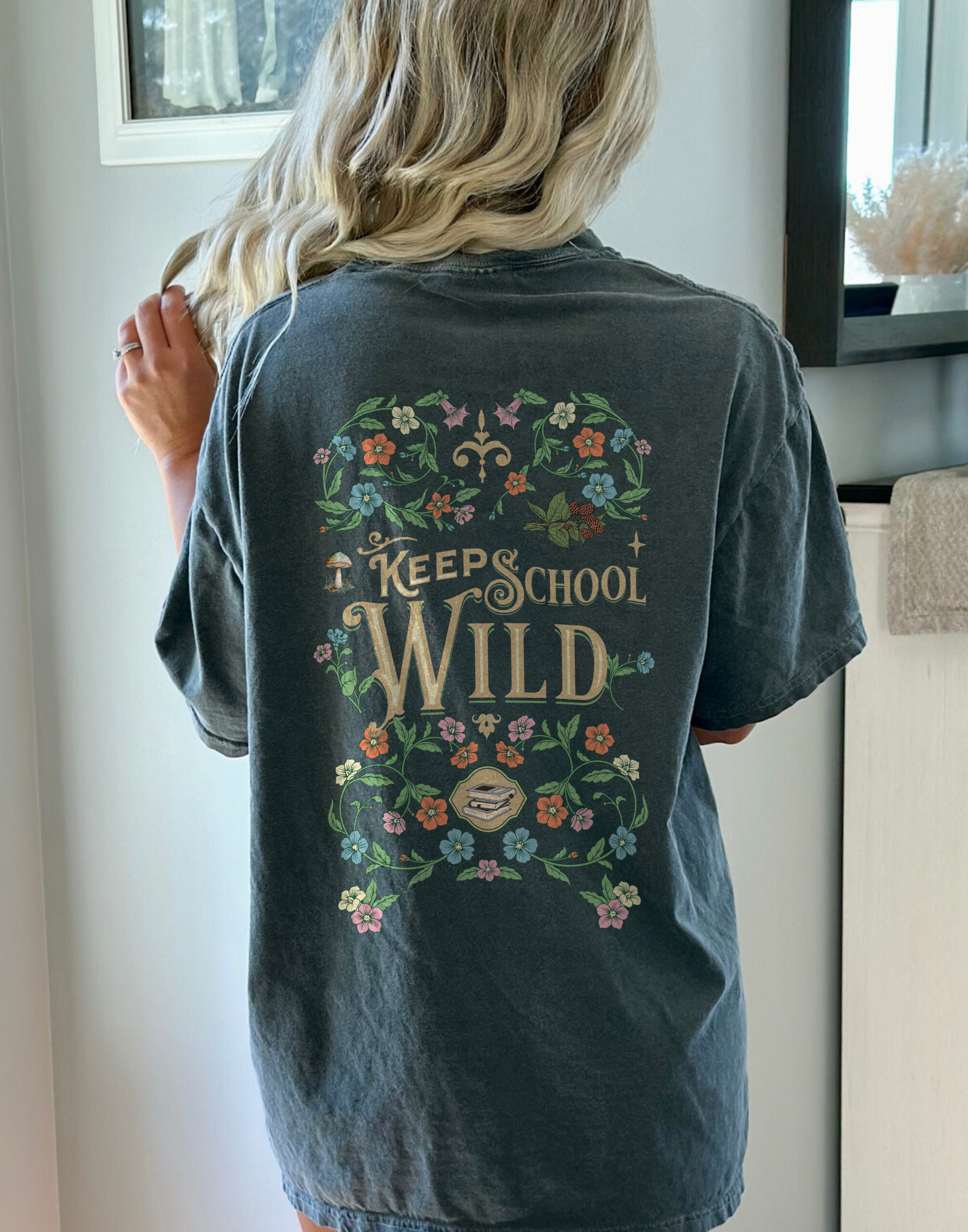 Keep School Wild - Homeschool Mama - Unisex Garment-Dyed T-shirt - Image 3
