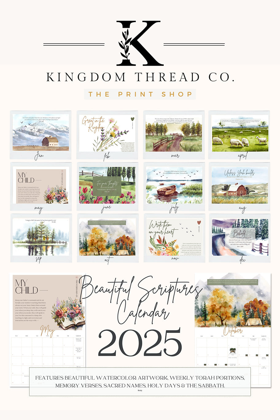 2025 Kingdom Thread Co. Beautiful Scriptures - Torah Portion Wall Calendar - Image 10