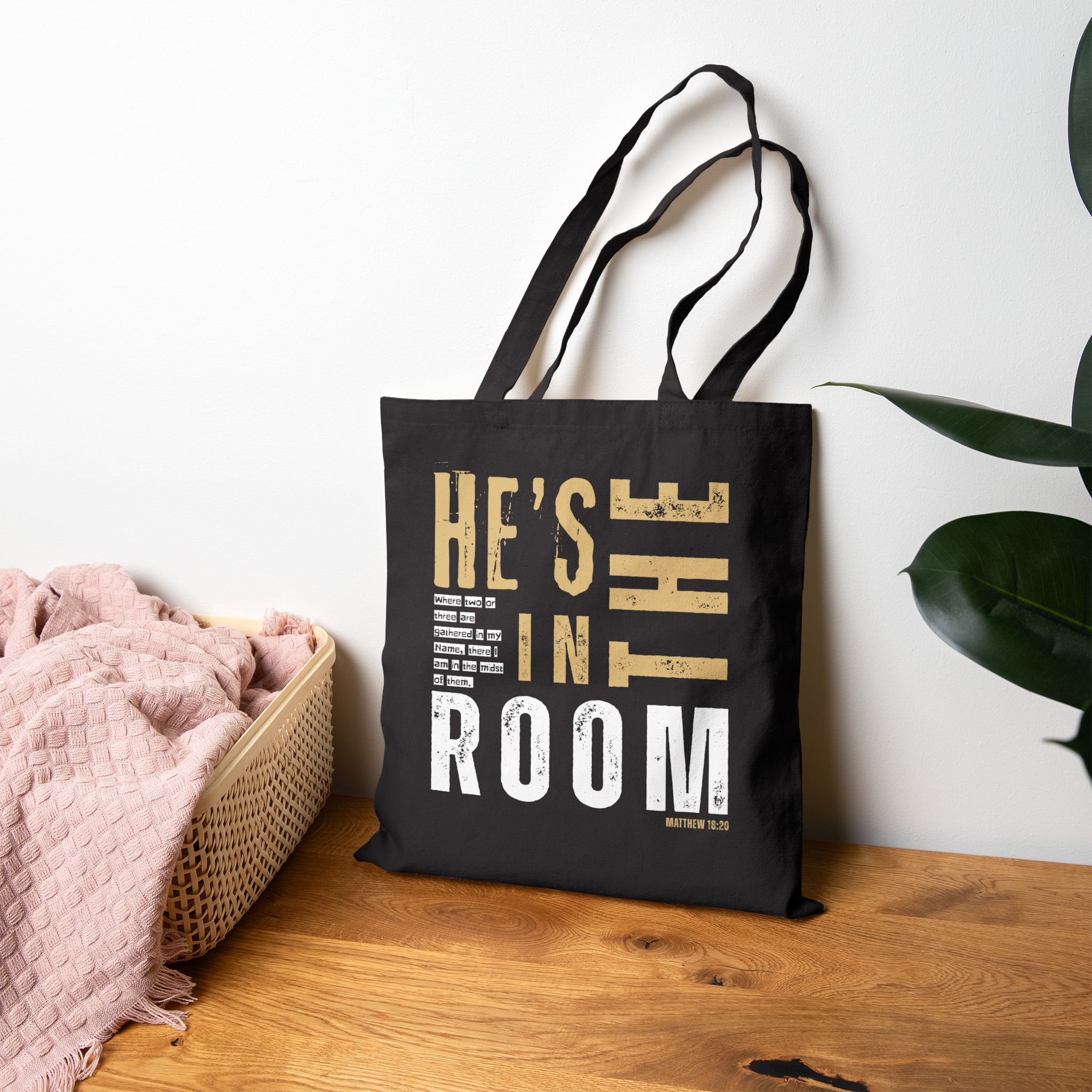 He's In the Room - Eco-Friendly Cotton Canvas Tote Bag - Image 4