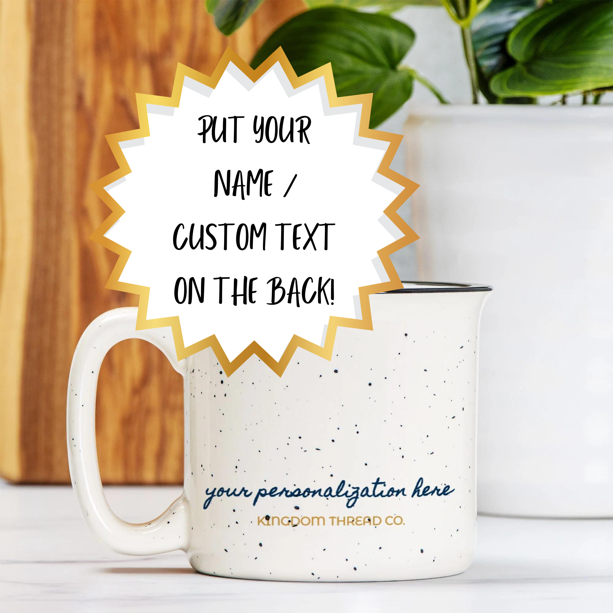 In the Morning - Ceramic Camp Mug Speckled Cream 13oz - Image 2