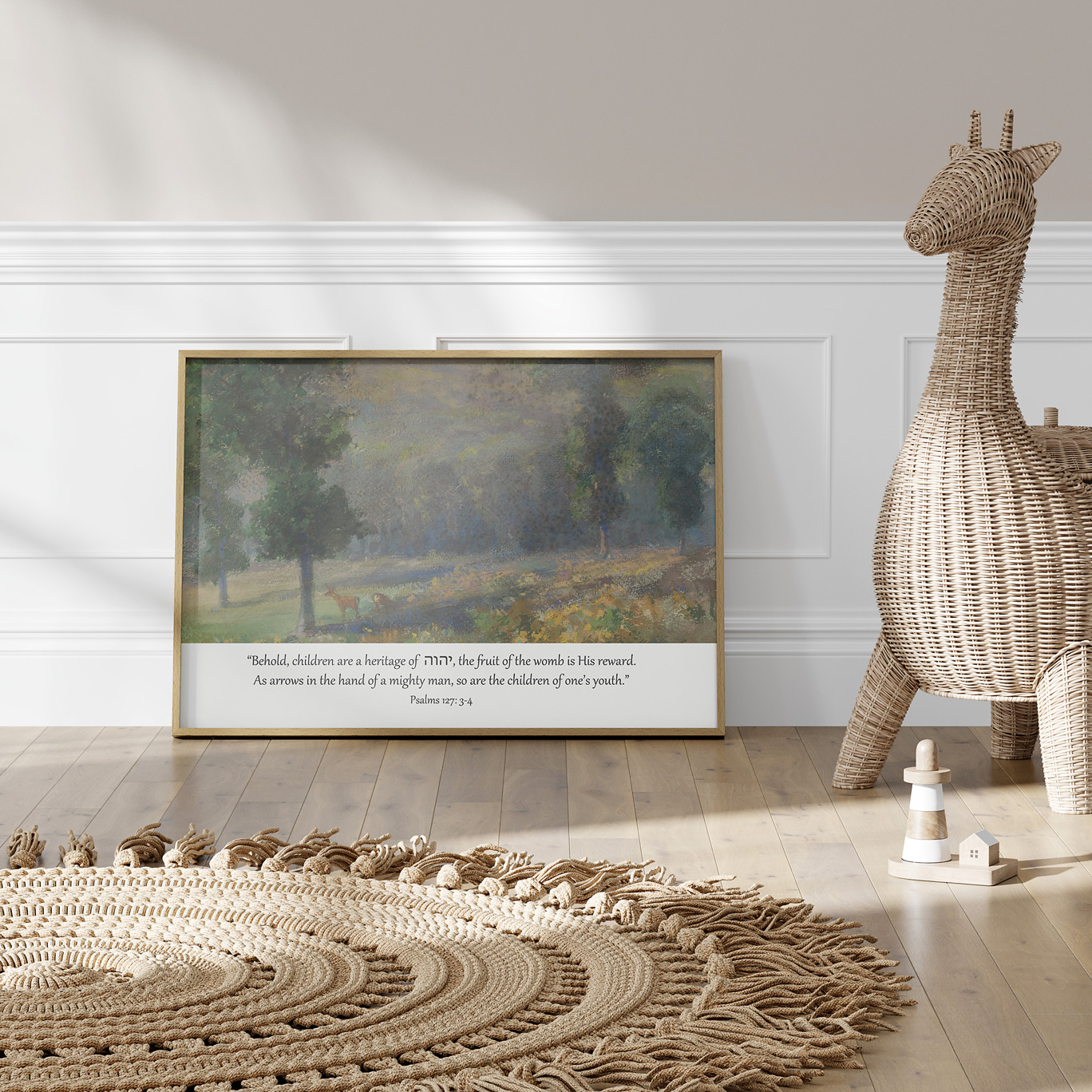 Children Are a Heritage — Psalm 127 Scripture Nursery Art Featuring the Sacred Name